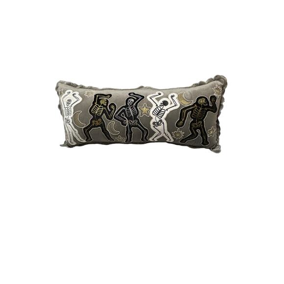 Haunted Little Home NWOT Halloween Dancing Skeletons Long Cushion Throw Pillow - Picture 1 of 6